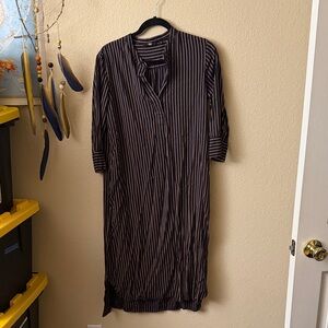 Uniqlo Black Dress with White Pinstripes